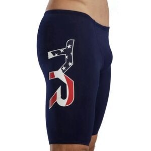 TYR Men's (SIZE 36 Large) USA Durafast Elite Jammer Swimsuit in USA Blue $55 NWT